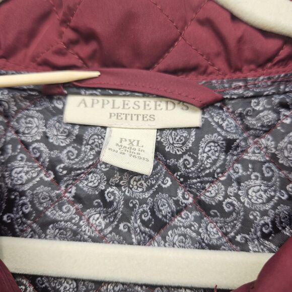 Appleseeds Womens Burgundy Quilted Coat XL Petite Chore Coat - Picture 7 of 11